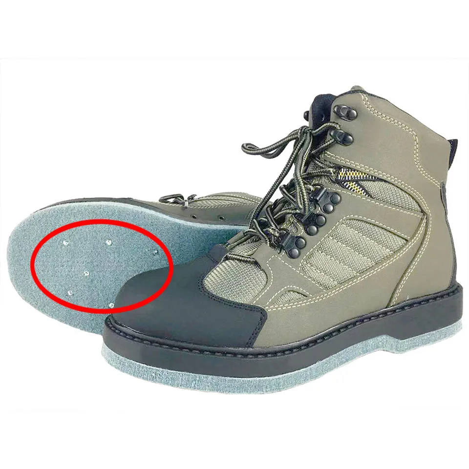 

Fly Fishing Wading Upstream Hunting Shoes Leaking Water Shoe Felt Anti-Slippery Sole 12 Nail Professional Rock Shoes FMDU2