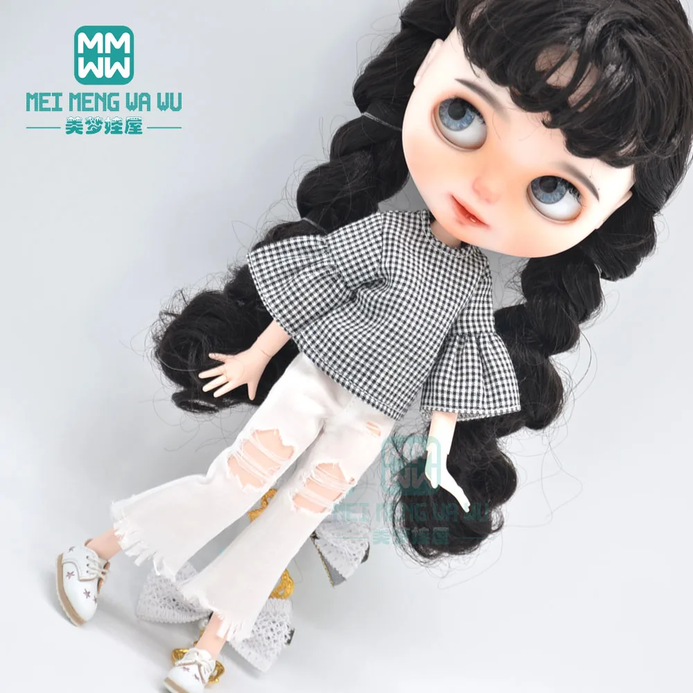 

28cm Blyth Doll Clothes Plaid shirts, jeans, skirts, suspender pants for Blyth Azone OB23 OB24 Doll accessories