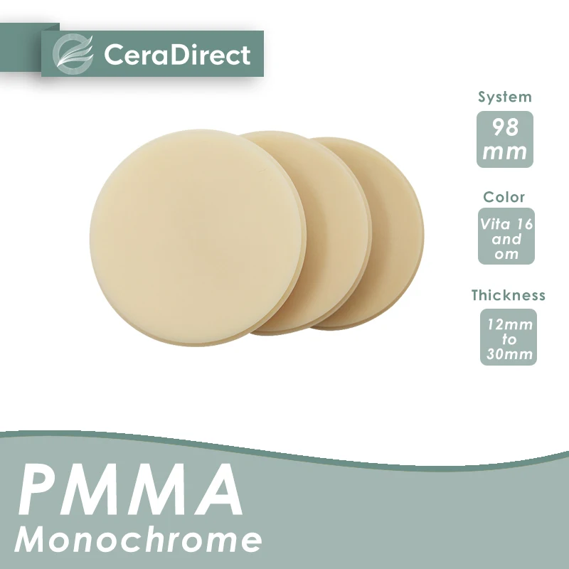 Ceradirect(5pcs)Monochrome  PMMA Block Open System (98mm)-22mm——for dental lab CAD/CAM