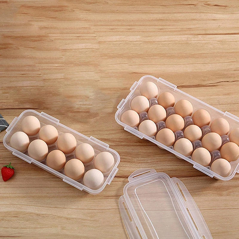 10/18 Grid Egg Storage Box Egg Tray Lid Kitchen Refrigerator Storage Container Drop Rack Fridge Egg Holder Box Organization