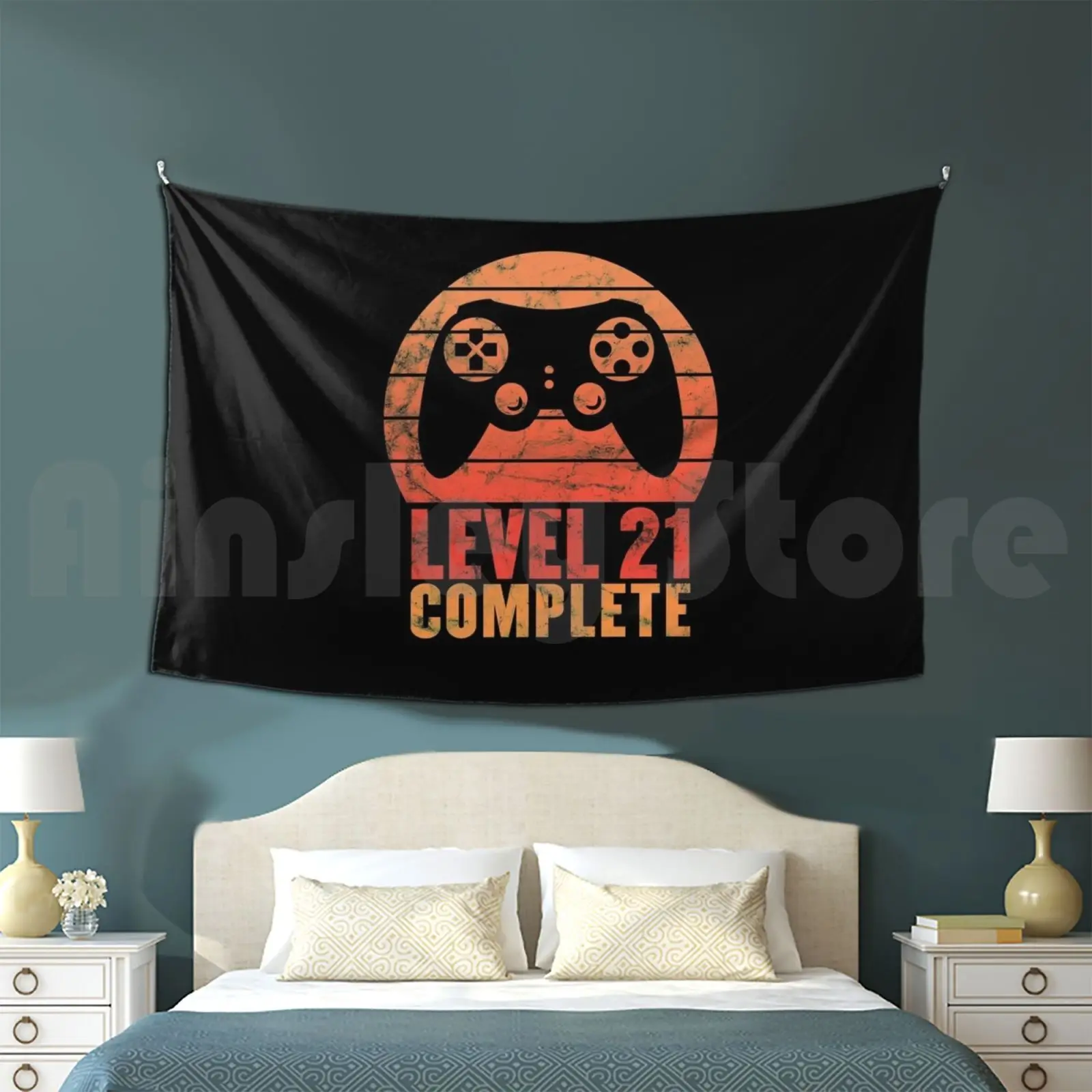 Level 21 Complete Vintage Shirt 21th Wedding Anniversary Tee Customized Tapestry Anniversary Gamers Gift