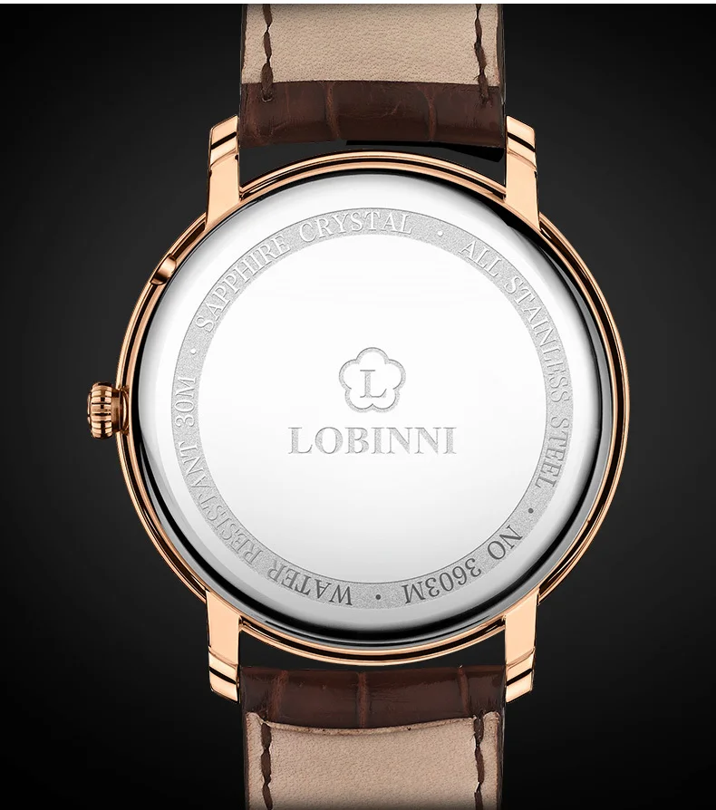 LOBINNI Men Watches Switzerland Luxury Brand Watch Men Sapphire Waterproof Moon Phase reloj hombre Japan Miyota Movement L3603M