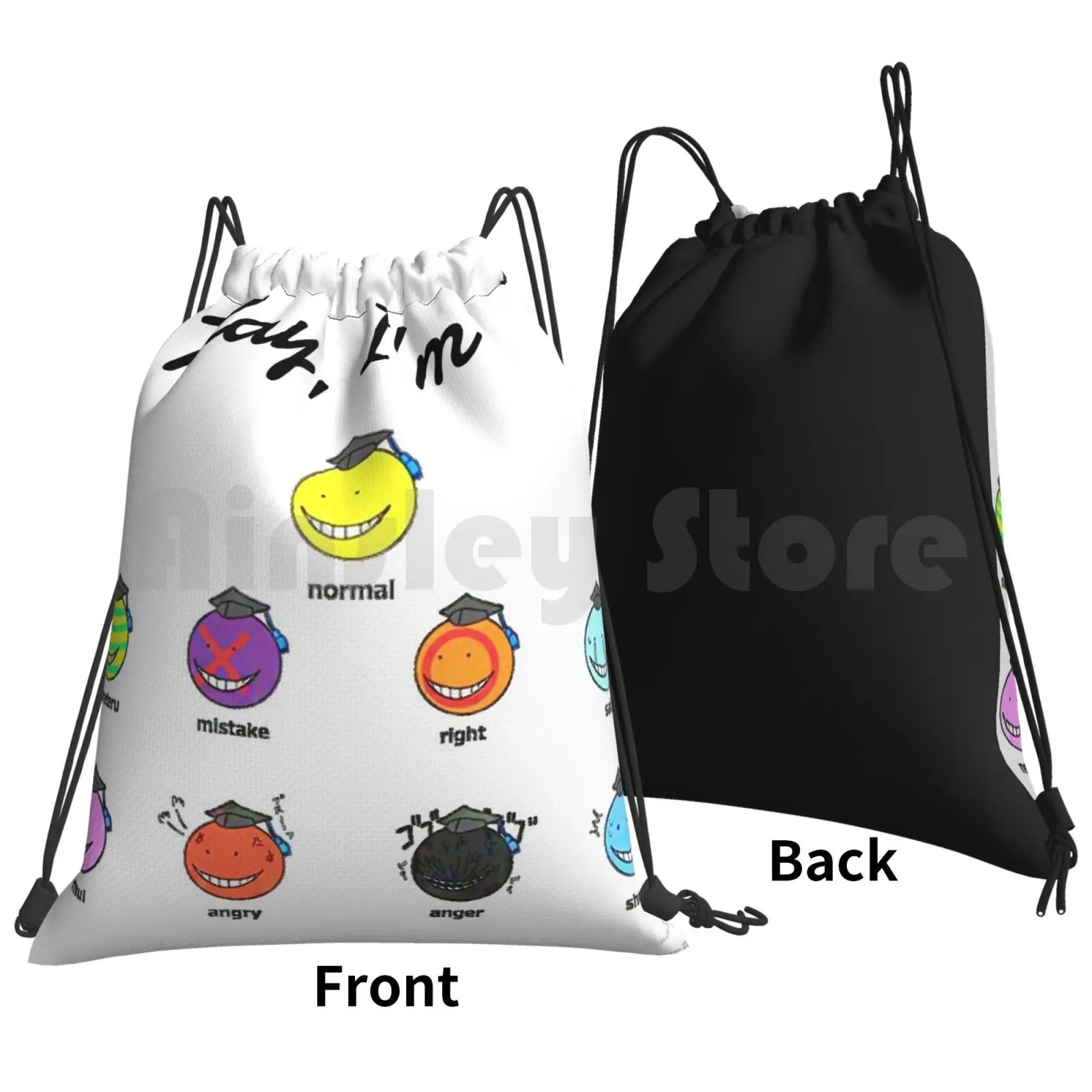 암살 교실 코로 선생 선풍기 아트! 배낭 드로스트링 가방, 체육관 가방, 방수 암살 교실 애니메이션