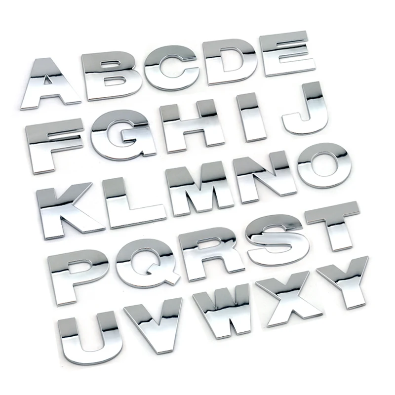 DIY 50mm high big plastic 3d chrome letters self adhesive Alphabet car stickers auto sign Car accessories Decoration