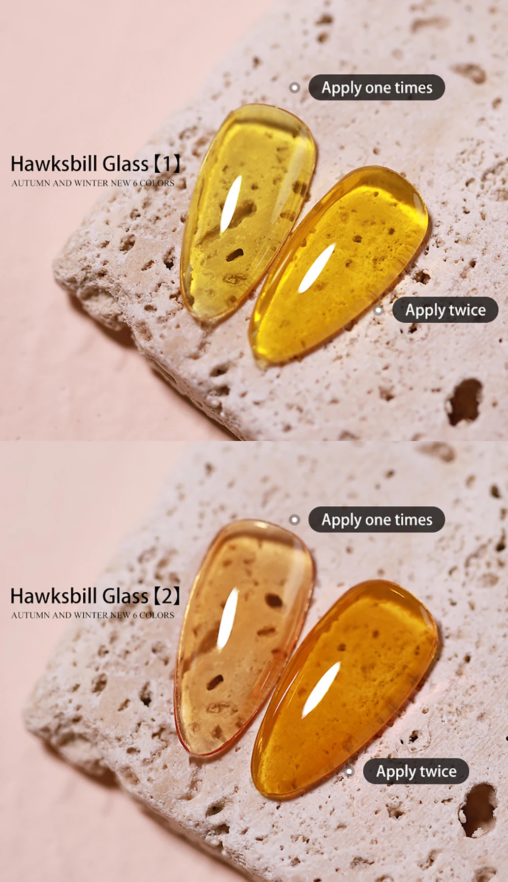 Vendeeni 6 Farben Bernsteinfarbener Jelly Gel Nagellack Semi-Permanenter UV Soak-Off Gel Lack Glaskristall Transparenter Gel-Lack – Detail 5