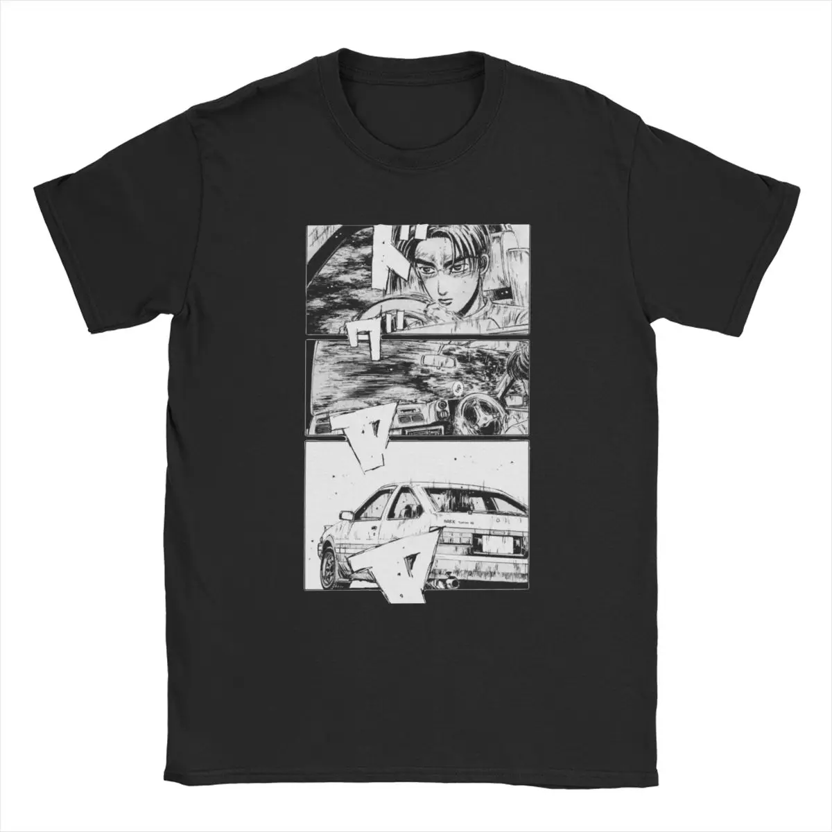 Initial D Manga Takumi Drift Men\'s T Shirt Hipster Tee Shirt Short Sleeve Crewneck T-Shirt Cotton 4XL 5XL Clothing