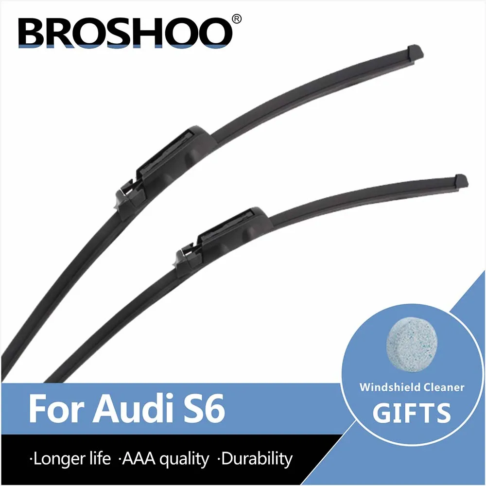 BROSHOO Car Windshield Wiper Blade Rubber For AUDI S6 2002 2003 2004 2005 2006 2007 2008 2009 2010 2011 Fit Slider/Claw Arms