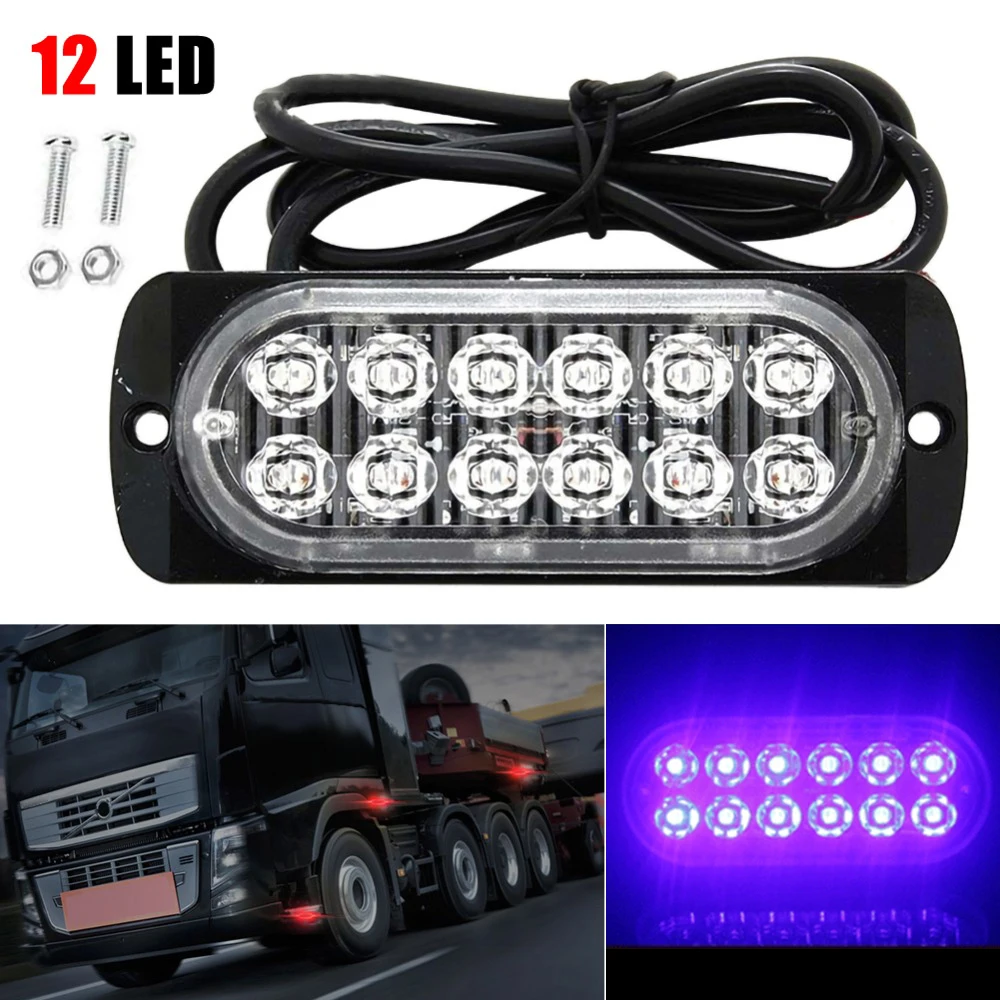 

Amber 12LED 36W Strobe Grille Side Marker Work Light Bar Hazard Beacon LED Flash Warning Lamp Emergency