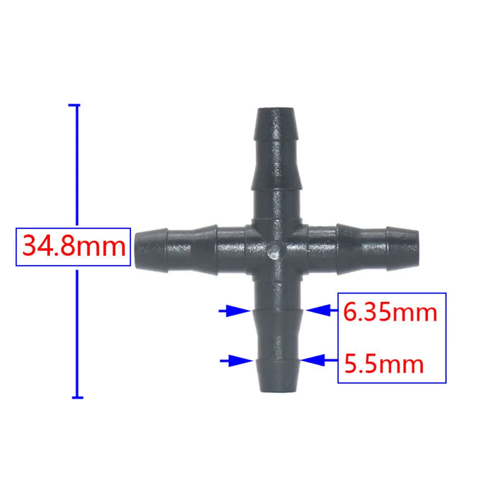 50 sztuk 3/5 4/7 złącza do węża Tee krzyż Barb sprzęgła podlewanie montażu dla 1/8 1/4 \