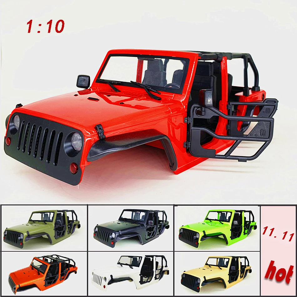 1:10 Scale Convertible Hard Body Kit 313mm Wheelbase for 1/10 RC Crawler Axial SCX10 Wrangler Rubicon Traxxas TRX4 Redcat GEN8