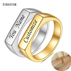 Anelli personalizzati incisi con il tuo nome testo firma scrittura a mano anello da donna in acciaio inossidabile con cintura in titanio