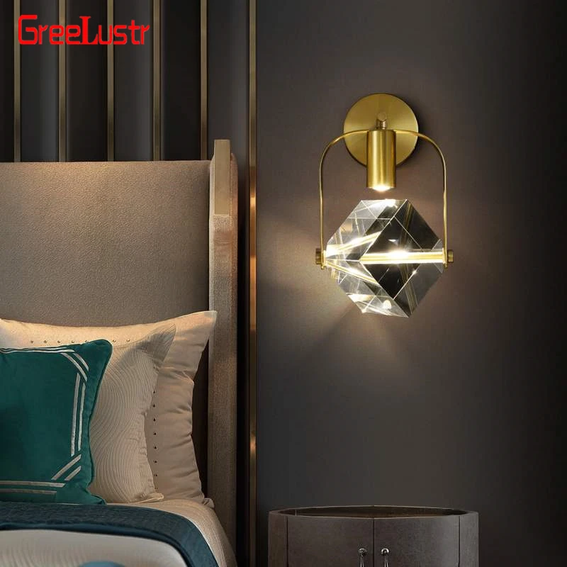 Modern Luxury Crystal LED Wall Light Fixtures Copper  Wall Sconce Lamp Decor Lights Home Bedside aisle entrance Indoor Lighting