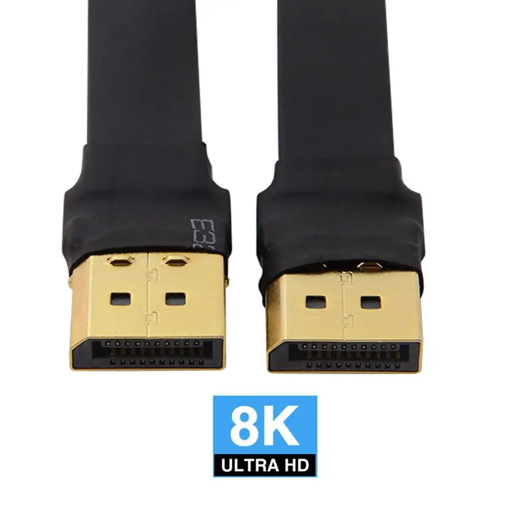 Displayport DP 4K 60hz Cable 0.2m Slim Flat Soft Active Male to Male Fast Transfer Ultra FHD