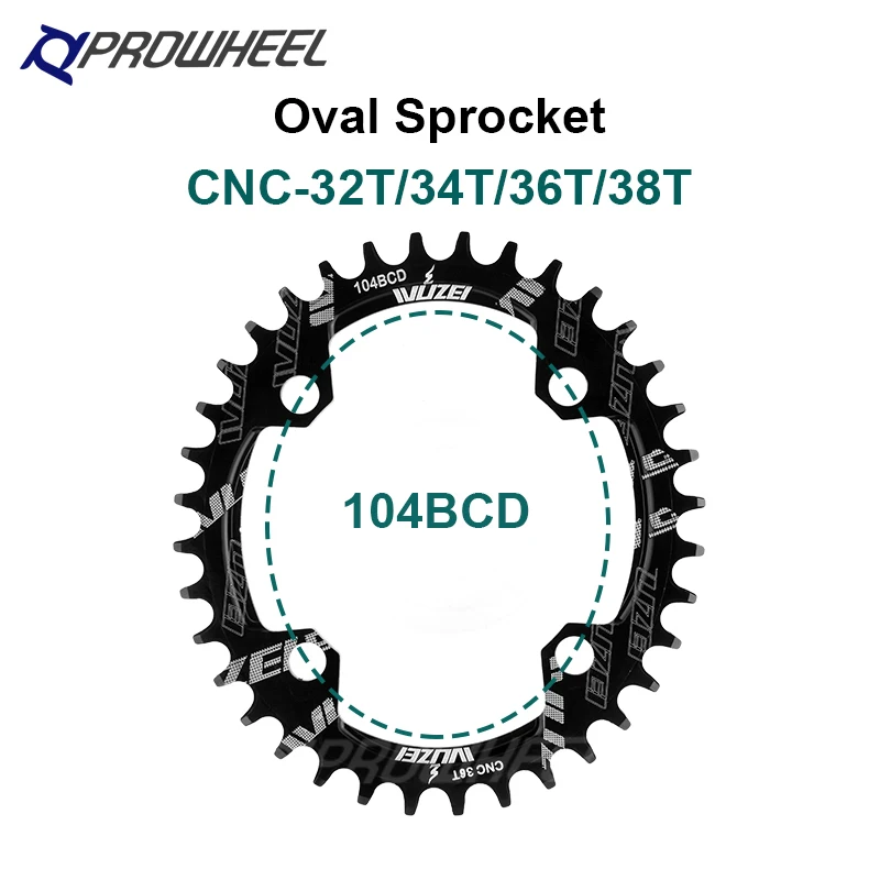 PROWHEEL 104BCD 170mm 175mm MTB Bike Cranks 32/34/36/38T Oval Sprocket with Bottom Bracket Mountain Bicycle Crankset