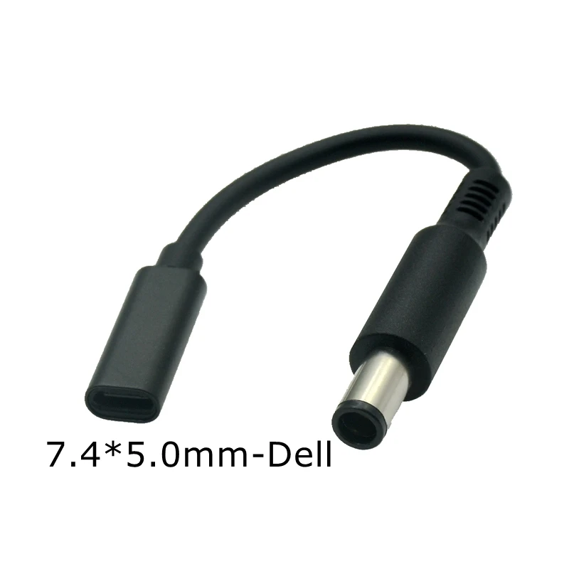 PD 7.4x5.0 mm with Pin Jack to USB Type C PD Power Adapter Converter DC Plug Connector Cable Cord for DELL Laptop Charger