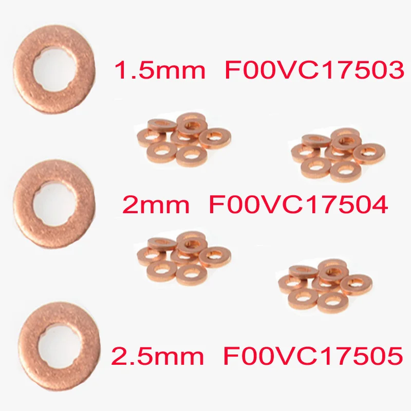 10PCS 1.5mm Heat Shield F00VC17503 Diesel Injector 2mm Copper Washer F00VC17504 Auto Injection 2.5mm Ring F00VC17505 Injector