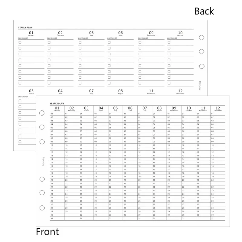 Einfache vertikale Jahresplan-Checkliste, A6-Planer, Einlage, Tagebuch, Nachfüllung, dreifach gefaltete Füllpapiere für 6-Loch-Ordner-Organizer – Detail 5