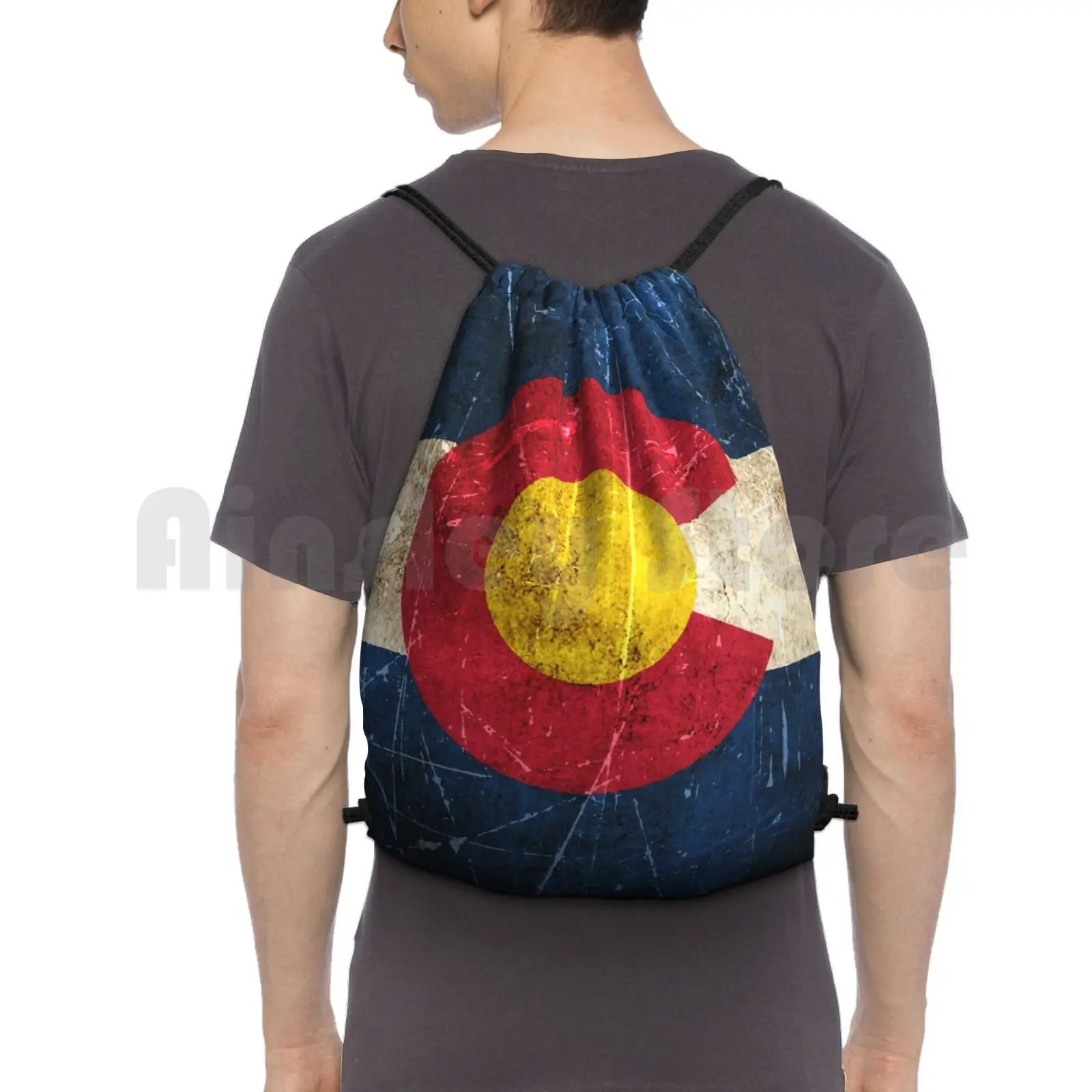 Vintage Aged And Scratched Colorado Flag Backpack Drawstring Bag Riding Climbing Gym Bag Colorado Flag Of Colorado Coloradan