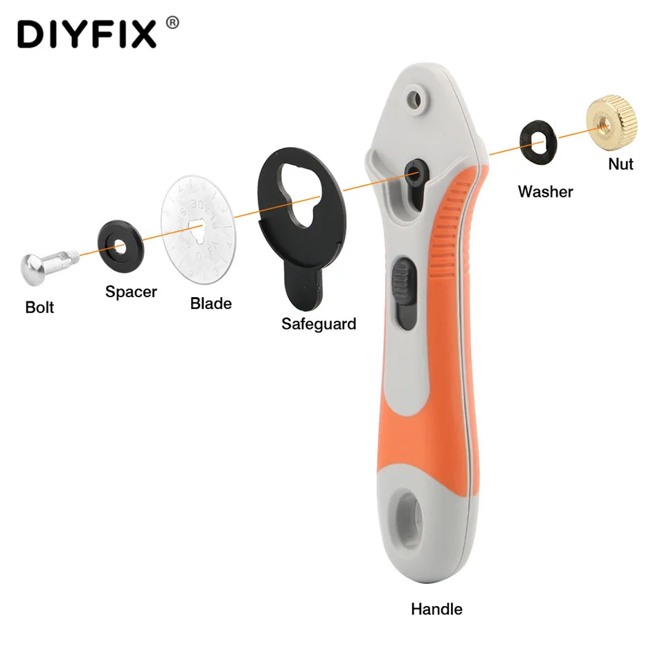 28mm Tail Supplies Rotary Cutter Patchwork Tools Safe Roller Wheel Round Knife For Leather Fabric Paper Vinyl Srtips Sewing Tool