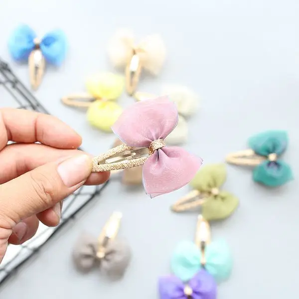 10pcs/set Girls Hair Bows BB Clips Colored Yarn Bow Glitter Princess Hair Barrettes Hairpins Sweet Hairgrips Hair Accessories