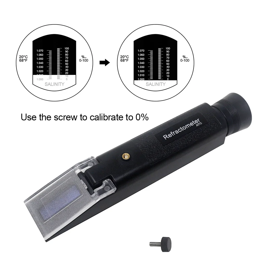 0-100% Salinity Refractometer Aquarium ATC Refractometer 1.000-1.070SG Salinity Seawater Tester Salinometer For Aquarium