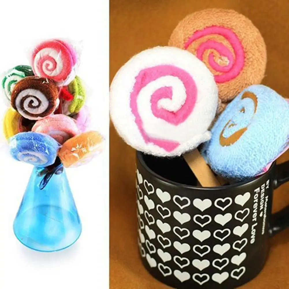 1 Pc Random Color Candy Lollipop Towel Washcloth Baby Shower Wedding Favor Gift