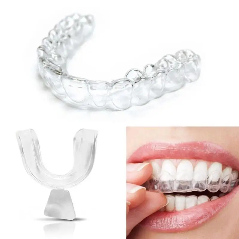 New 2pcs Silicone Night Mouth Guard for Teeth Clenching Grinding Dental Bite Sleep Aid Whitening Teeth Mouth Tray