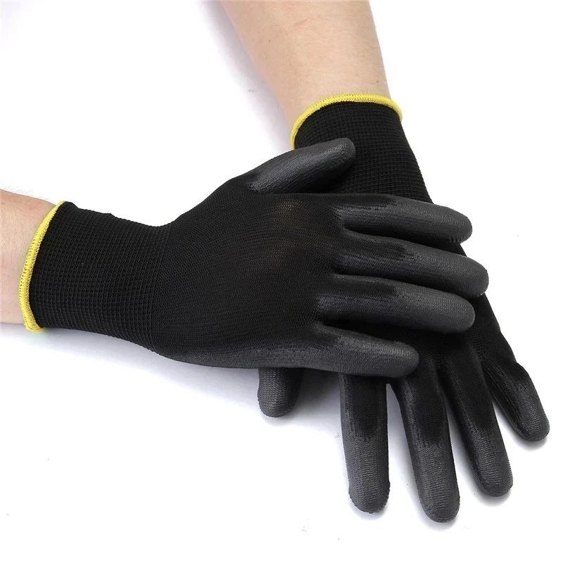 6-24 Double Nitrile Safety Coated Work Gloves, PU Gloves and Palm Coated Mechanical Work Gloves, Black Grey White Auto Repair