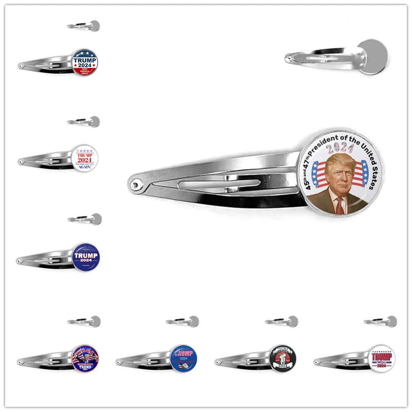 Women For Trump 2024 American USA Election Glass Cabochon Hairpins Fashion Hair Jewelry For Women Girls Gift