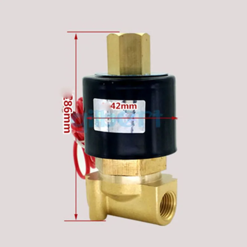 

DC12/24V AC110/220V 1/4" BSPP 14W Normally Open Flow Port 2.5mm Brass Air Gas Oil Water Solenoid Valve