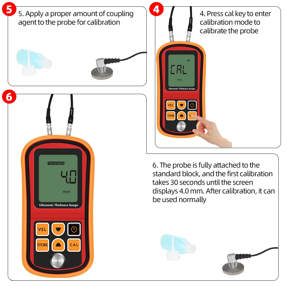 GM100 Digital Ultrasonic Thickness Gauge Tester Plastic Glass Ceramics Metal Plate Stainless Steel Pipe Wall Thickness Gauge