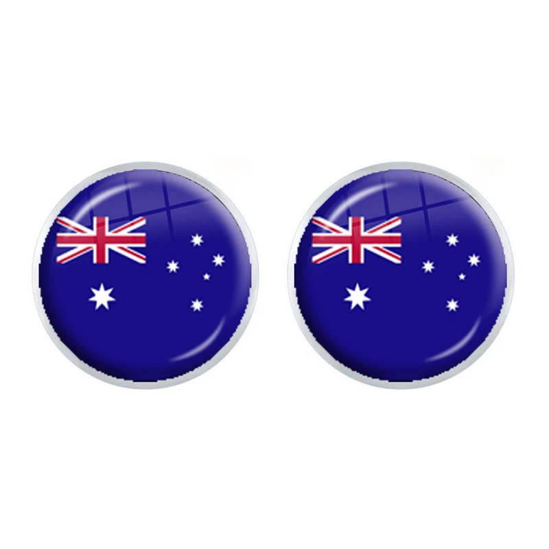 Australia,New Zealand,Palau,Micronesia,Marshall Islands,Nauru National Flag Glass Cabochon Stud Earrings for Women Girls Gift