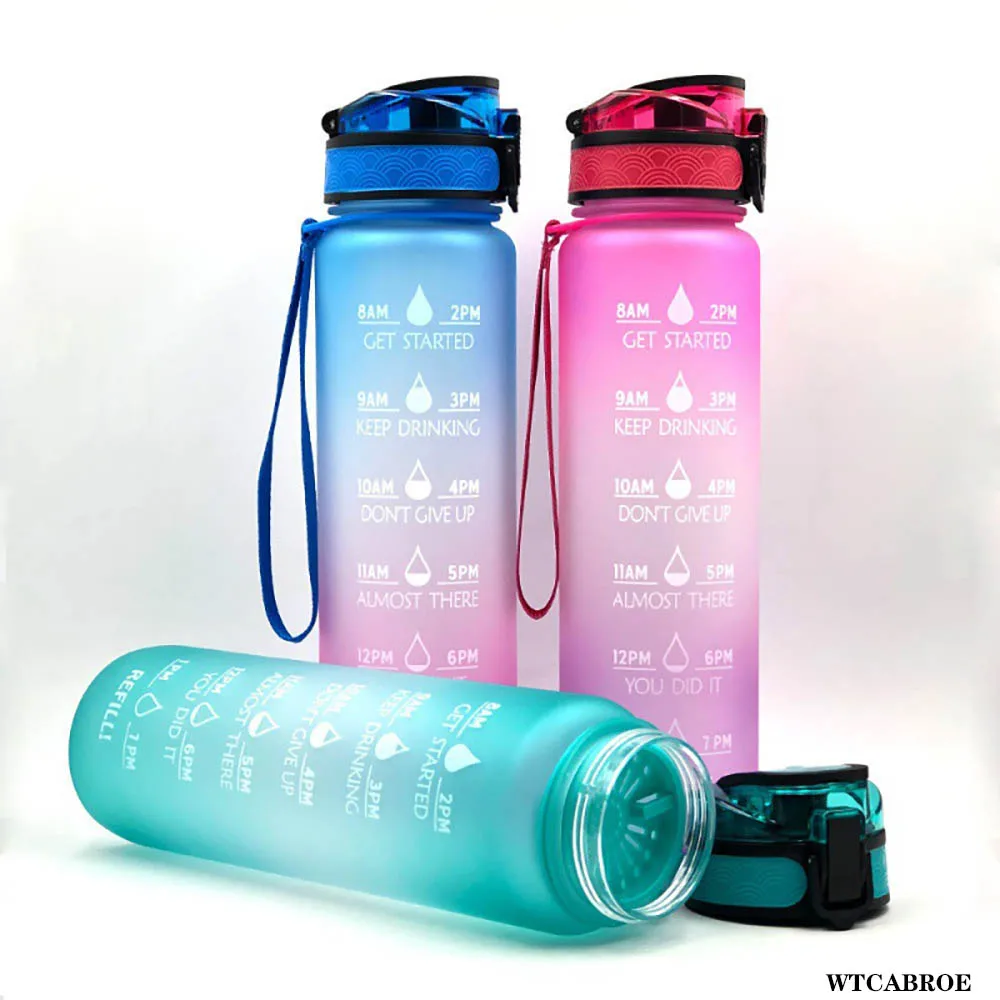 Transparent Flask Water Bottle 1000ml Bottled Kawaii Bottle Bpa Free Infuser Plastic Milk Sports Clear Water Bottle Kawaii Cup