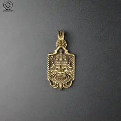 Vintage Brass King of The Steppe Lion Keychain Pendant Jewelry Copper Punk Key Holder Hanging Ornaments Car Keyrings Decorations