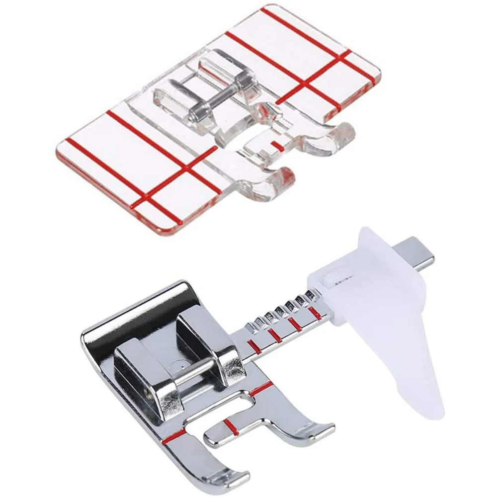 2/1PCS Sewing Machine Presser Foot Plastic Border Guide Foot and Adjustable Guide Presser Foot for Home Low Shank Sewing Machine