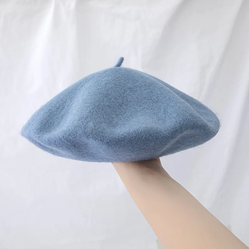 100% Wool beret hat New winter 25 Color thickened Woolen Artist cap British Hepburn French Pumpkin hats For Girl women Ladies