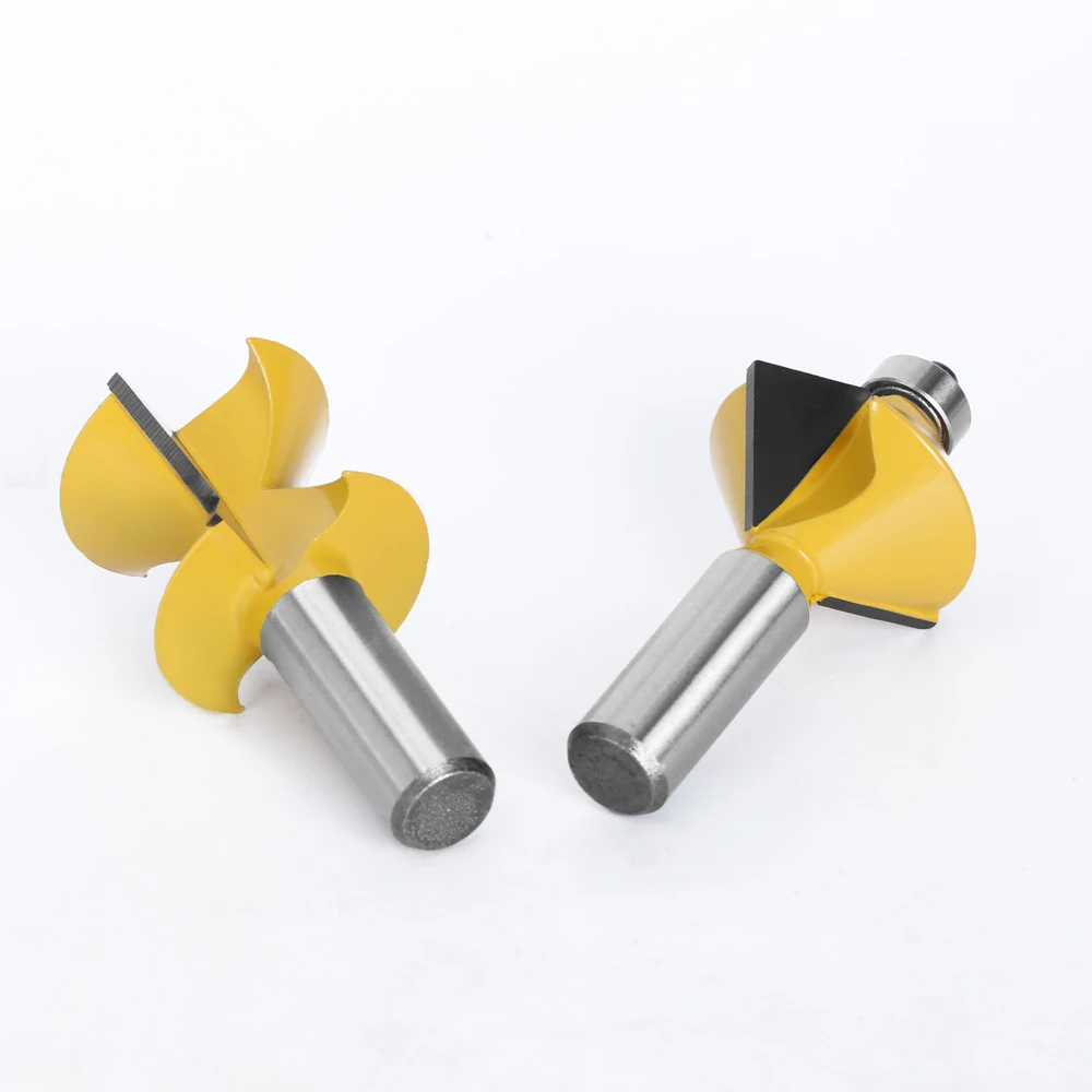 2pcs 12 MILLIMETRI 1/2 "Shank 90 Gradi V disegno Tingue Scanalatura Bordo Banding Router Bit Set Piastra di Giunzione la lavorazione del legno Fresa 079