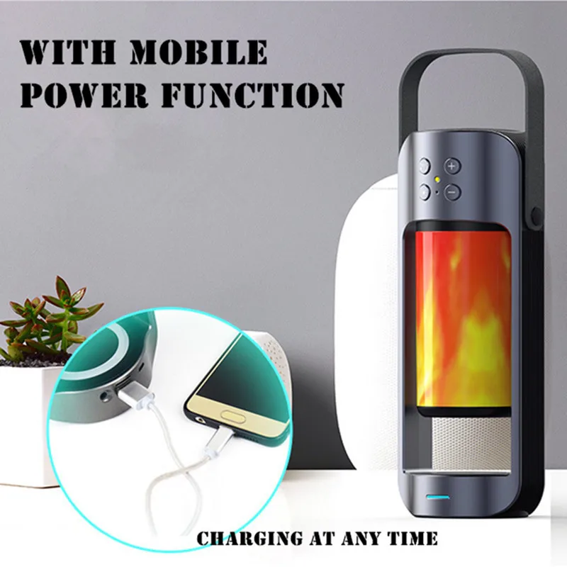 Đèn LED Ngọn Lửa Đèn Bluetooth Tích Hợp Loa Ngoài Trời Khẩn Cấp Đèn Chức Năng Sạc Không Dây Ngoài Trời Loa Di Động Không Dây