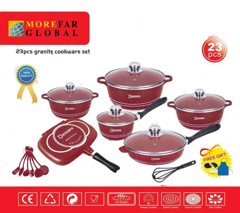 23Pcs/Set Cookware Set Aluminum Cookware Set Casserole Fry pan Non-stick Pot Cast Cooking Tools Suitable Goof Design For Kitchen