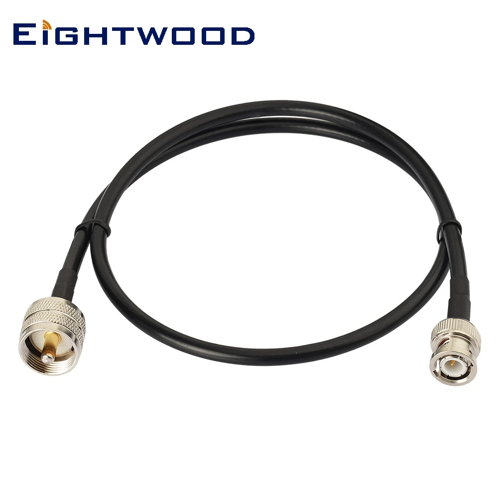 Eightwood BNC-Stecker auf UHF PL-259-Stecker RG58-Kabel, 1 Meter, 3 Fuß für CB-Radio, Amateurfunk, Transceiver, FM-Transmitter
