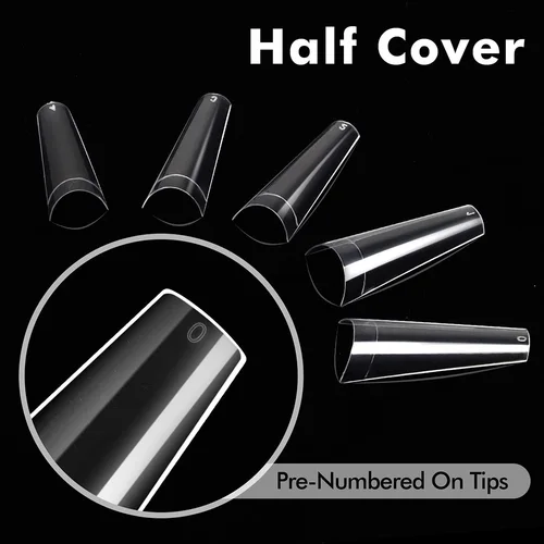 Imagen 2 del producto 500 Uds puntas de uñas francesas ataúd uñas postizas artificiales medio uñas postizas 10 tamaños