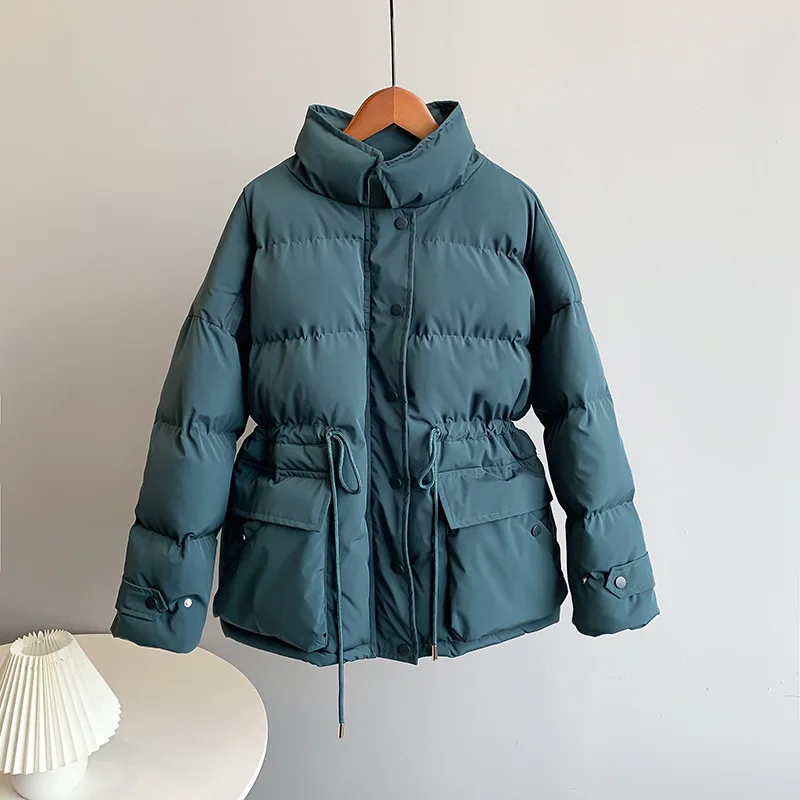 Manteau d'hiver pour Femme, parka à manches longues, chaud, fermeture éclair, bouton, manteau Chic, solide, décontracté, veste rembourrée, 2021