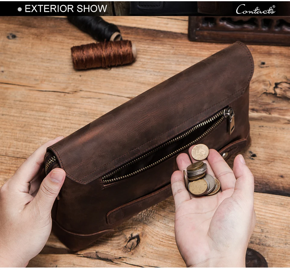 Luxus Rindsleder Herren Clutch iPad Mini 4 5 6 iPhone Clutches für männliche Männer Brieftasche Mode große Kapazität Geldbörse Geschenk – Detail 7