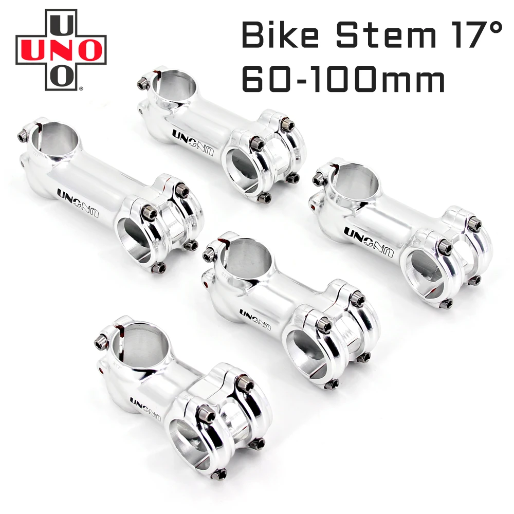 UNO Stem 17 degree MTB Road Bike Bicycle Bar Stems 31.8*60-100mm Silver Ultralight Stem Aluminium Bicycle Handlebar Stem Parts