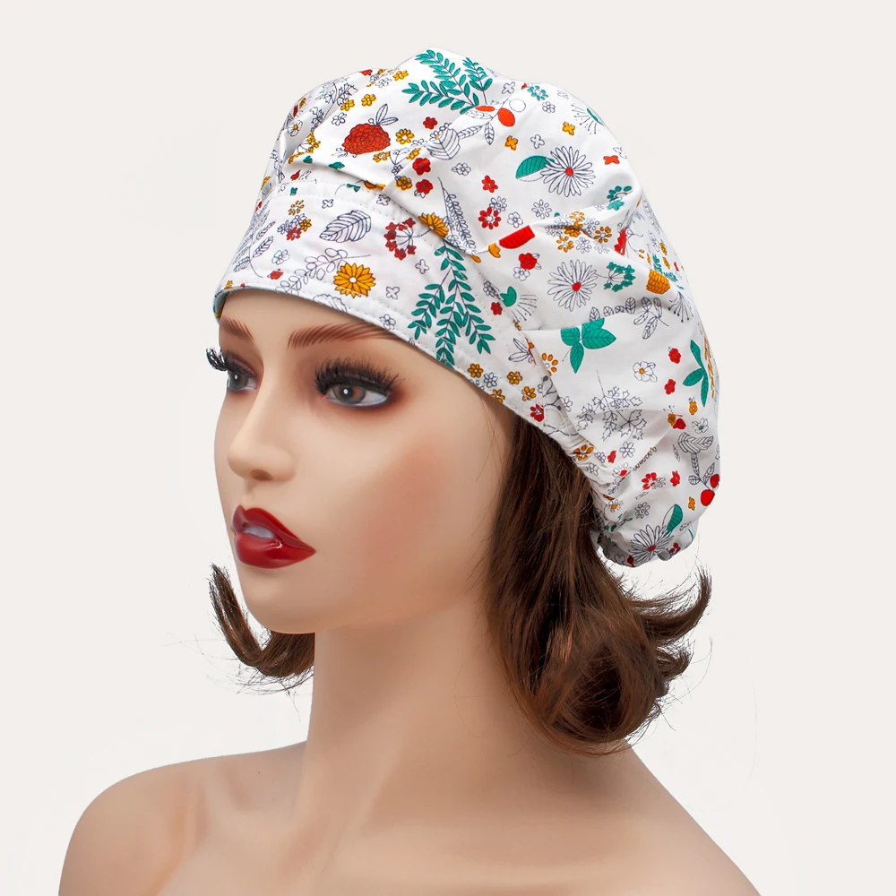 2021 Multicolor unisex cotton Tieback medical Surgical hat doctor clinical lab cap nurse Dentist Beautician Pet clinic scrub hat