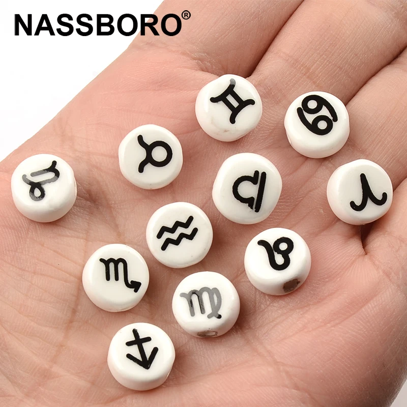 Twelve Constellations Aries Taurus Gemini Cancer Leo Virgo Bead Fit Charms Ceramic Beads Diy Jewelry Bracelet