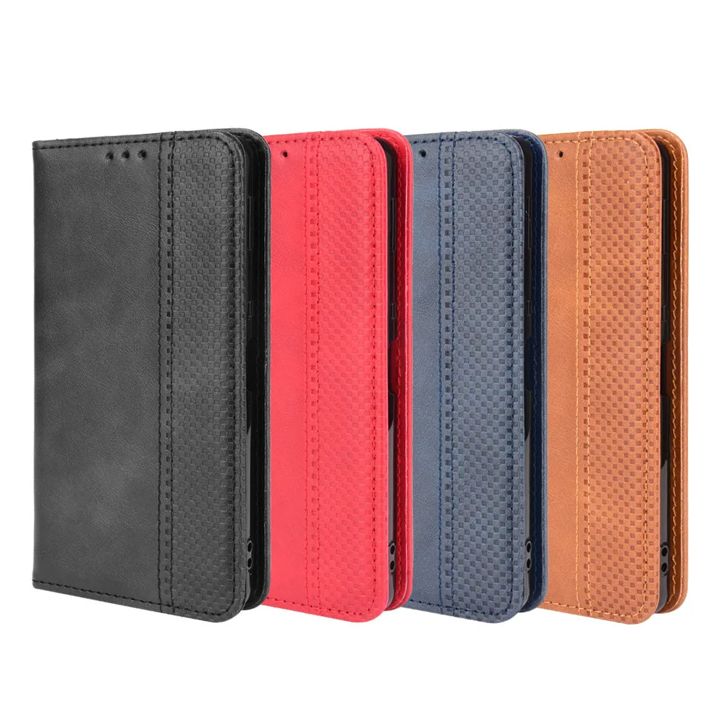 جراب محفظة جلد صناعي قابل للطي فاخر ، امتزاز مغناطيسي ، لأكوس حاد حساس 9 بلس