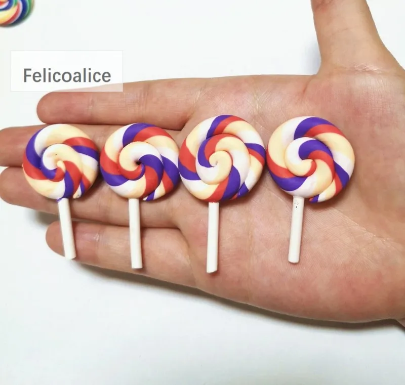 8 Stück Cabochons aus Kunstharz mit flacher Rückseite, Pastell-Konfetti-Charms, Süßigkeiten, Lutscher, Süßigkeiten, weicher Ton für Kinder, DIY-Telefondekoration – Detail 21
