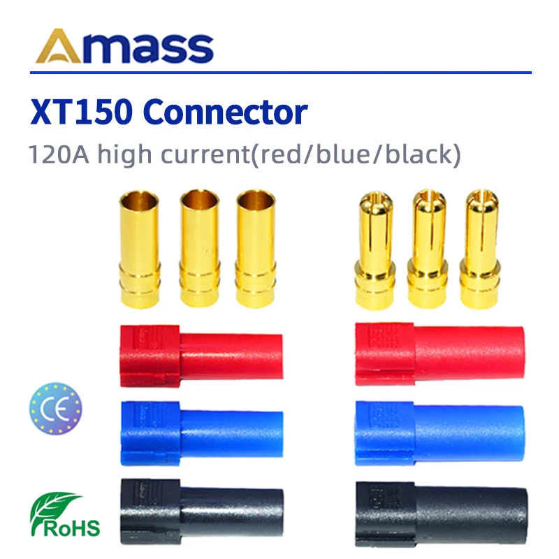 Original Amass XT150 Connector 6.0mm Male and Female Plug 130A Large Current High Rated Amps Model Aircraft Plug