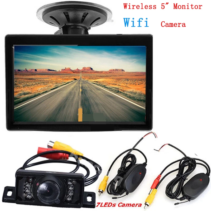 

Car short license plate holder, wireless camera, rear view camera, Wifi wireless wiring kit, easy to install 5 inch monitor